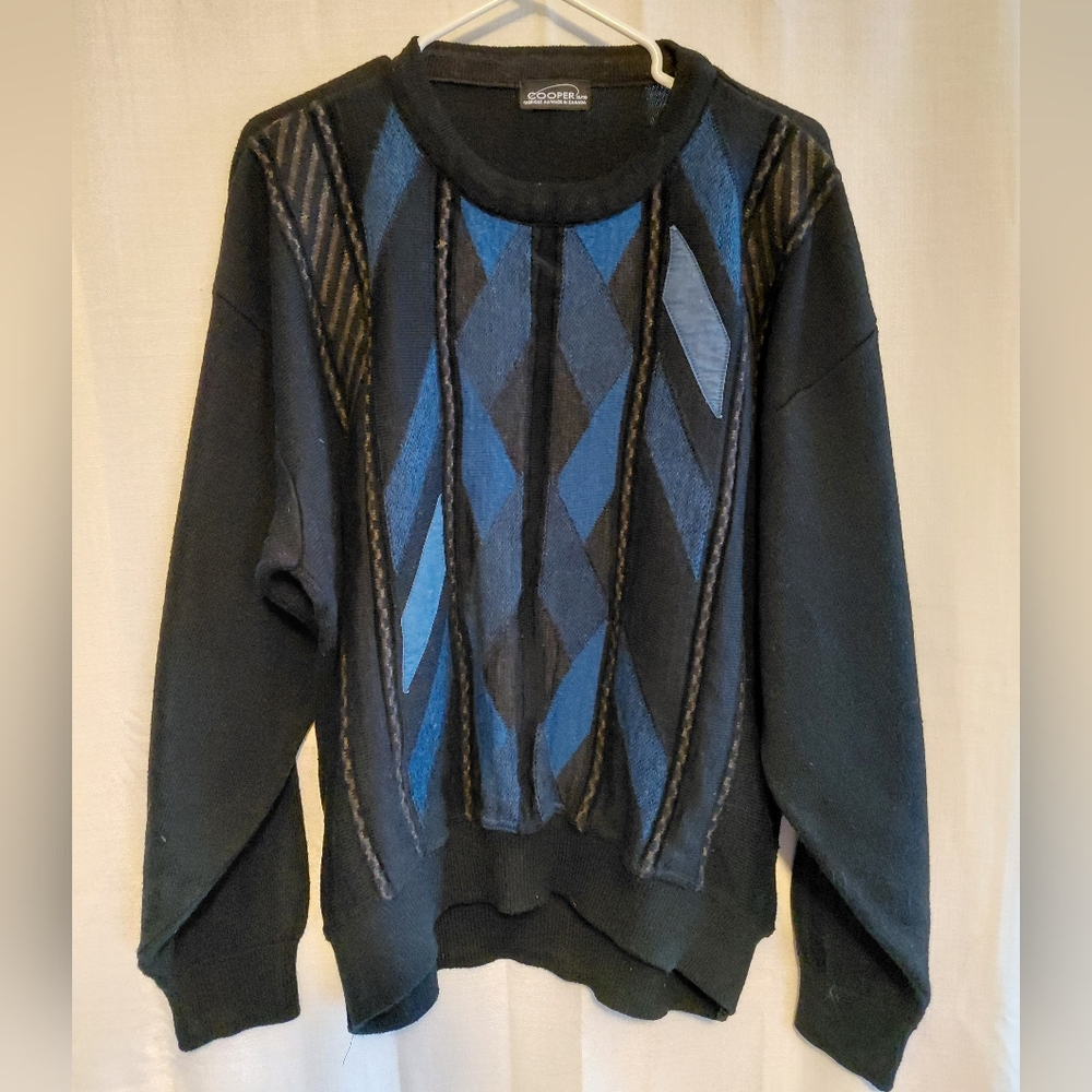 Men's Blue and Black Sweater